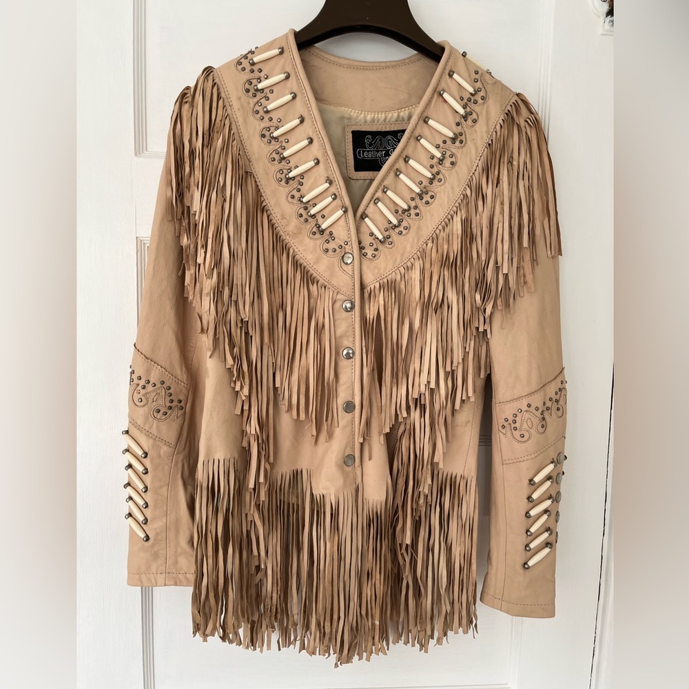Women’s 100% Genuine Leather Bone Fringe Jacket